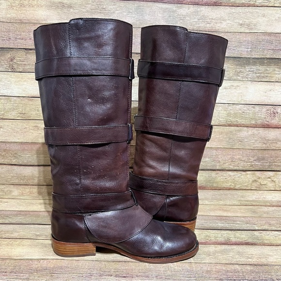 Coach Brown Leather Jordan Tripple Strap Boots - Picture 3 of 9